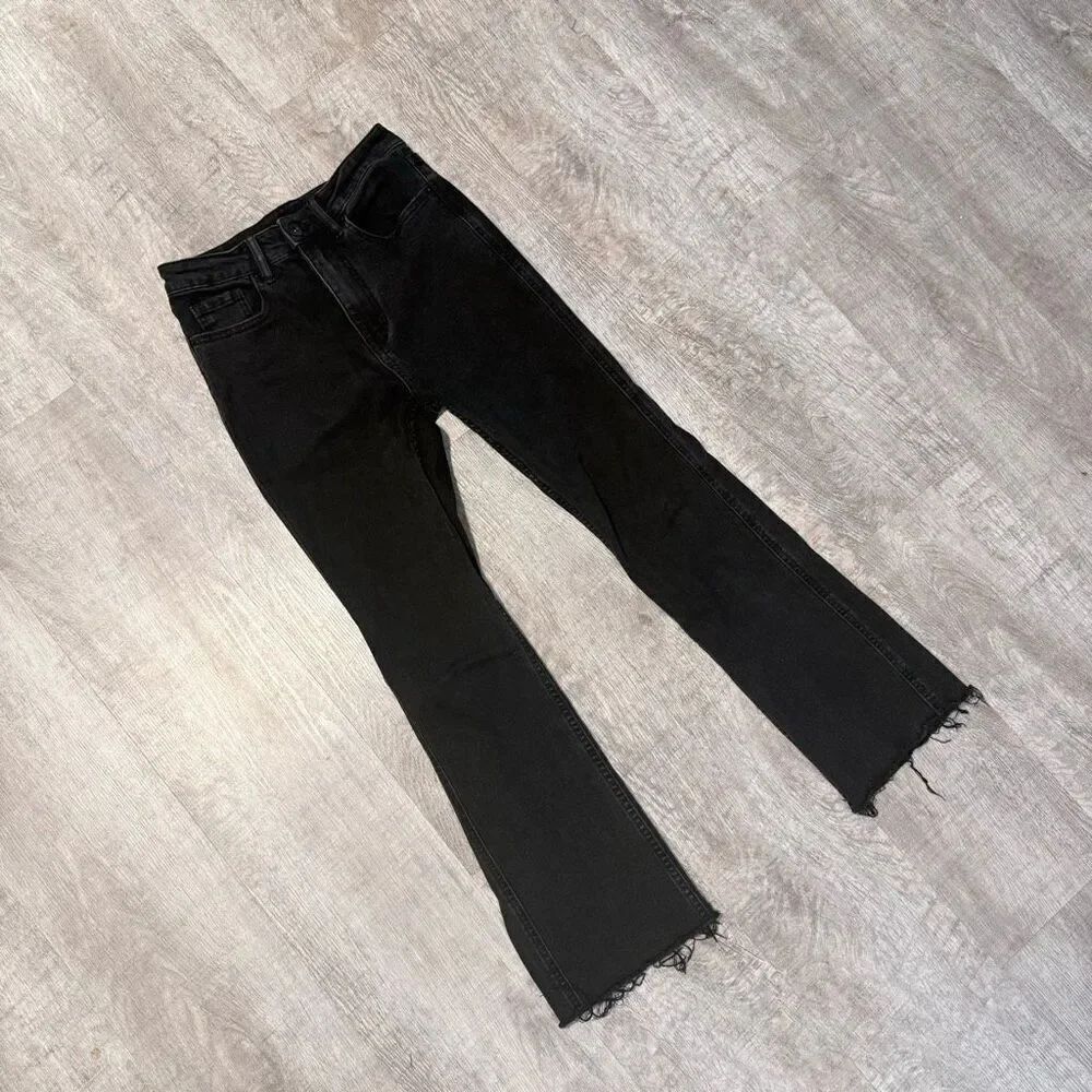Cider High Waisted Straight Flare Jeans Black 0/24” Stretch